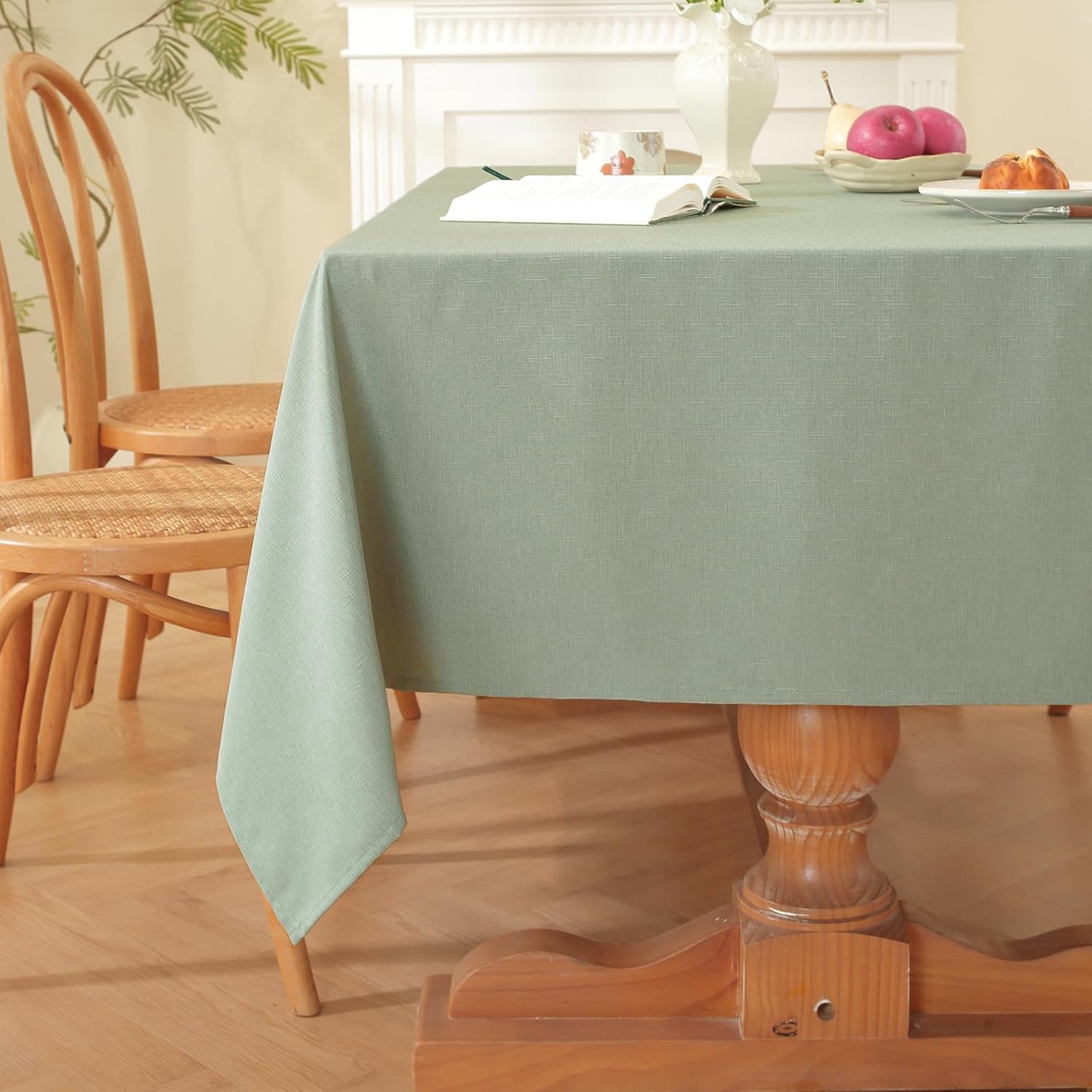 Alsoo Valentines Table Cloth Rectangle Table, 60×106 Inch Linen Textured Table Cloth Waterproof Tablecloths Wrinkle Free Fabric Farmhouse Table Cover for Dining Parties Buffets Holidays,Light Pink