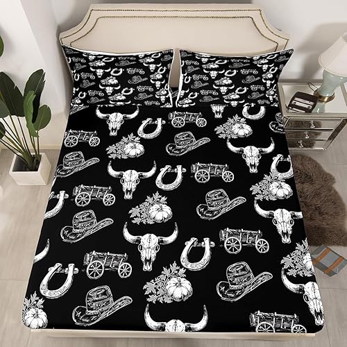Manfei Sábana bajera ajustable de vaquero tamaño individual, juego de ropa de cama de 2 piezas para niños y adolescentes, decoración de habitación