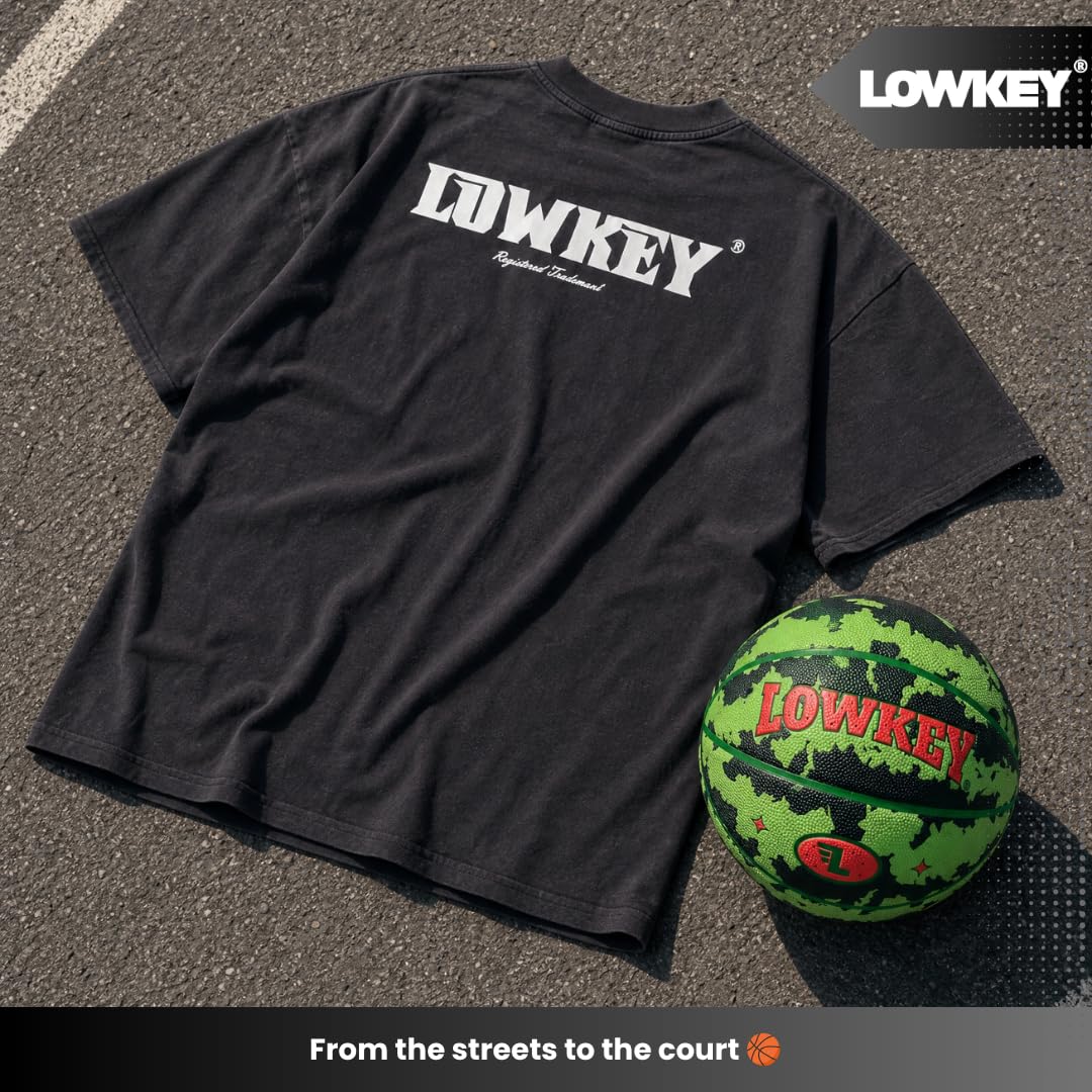 Lowkey Balón de Baloncesto para Interior y Exterior, Talla 7 | Balón de diseño | Balón con Revestimiento Antideslizante y Agarre Premium en diseños Melon, Moon y Ice Pop