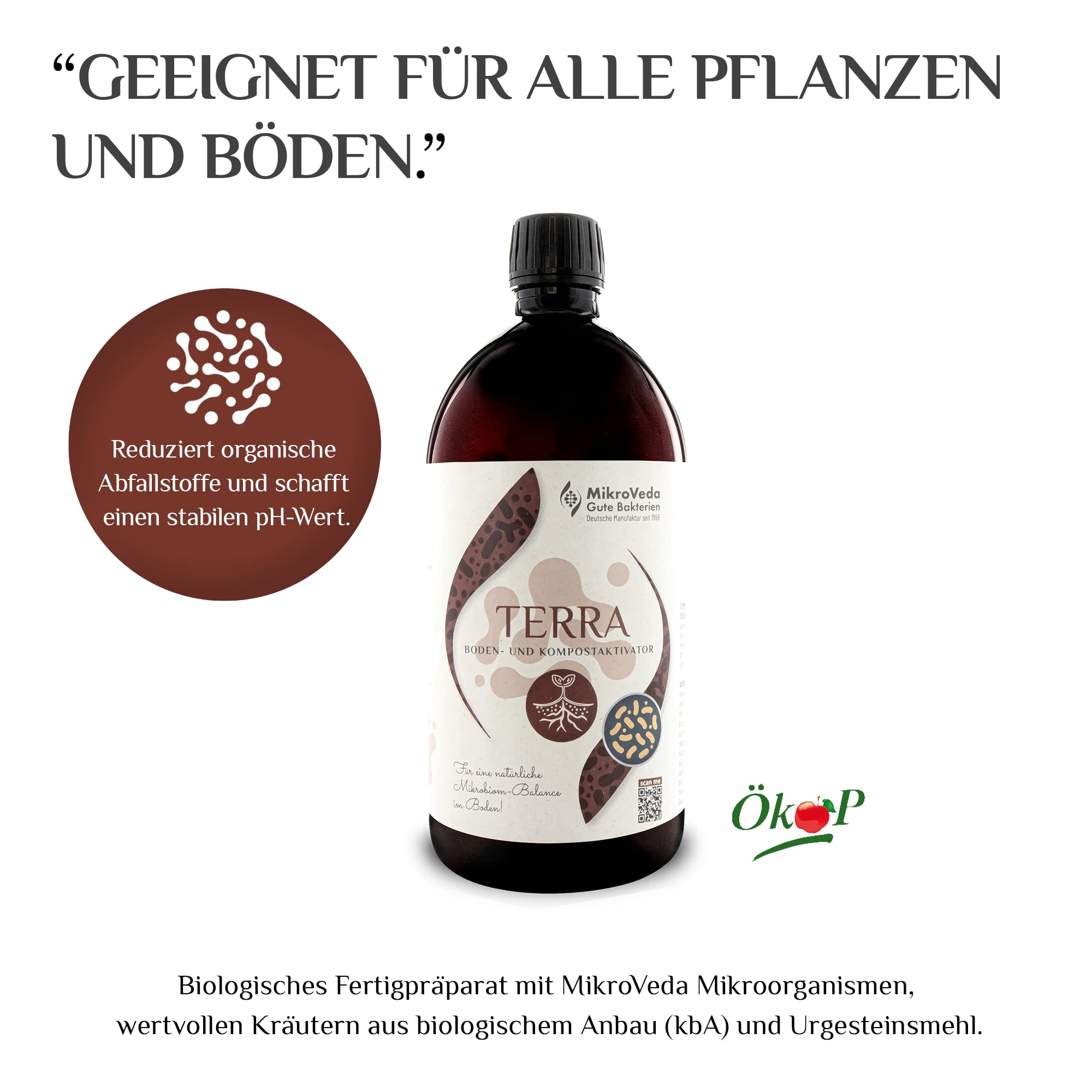 MikroVeda Terra - Activador de Suelo Biológico Con Bacterias y Microorganismos Efectivos - Suplemento Para Compost, Jardín - Abono Orgánico Vegano 100% Natural (1 L)