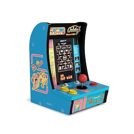 Arcade1Up Class of ‘81 Ms. PAC-Man/Galaga Countercade – 3 Classic Games, Retro Game Console for Home, Portable Console with 7-inch Screen, Table-top Video Game for Game Room