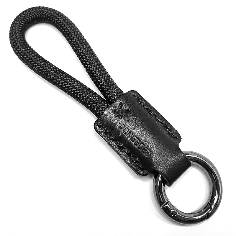 Chaveiro de couro para chave de carro e celular RONGBOER preto RB-05