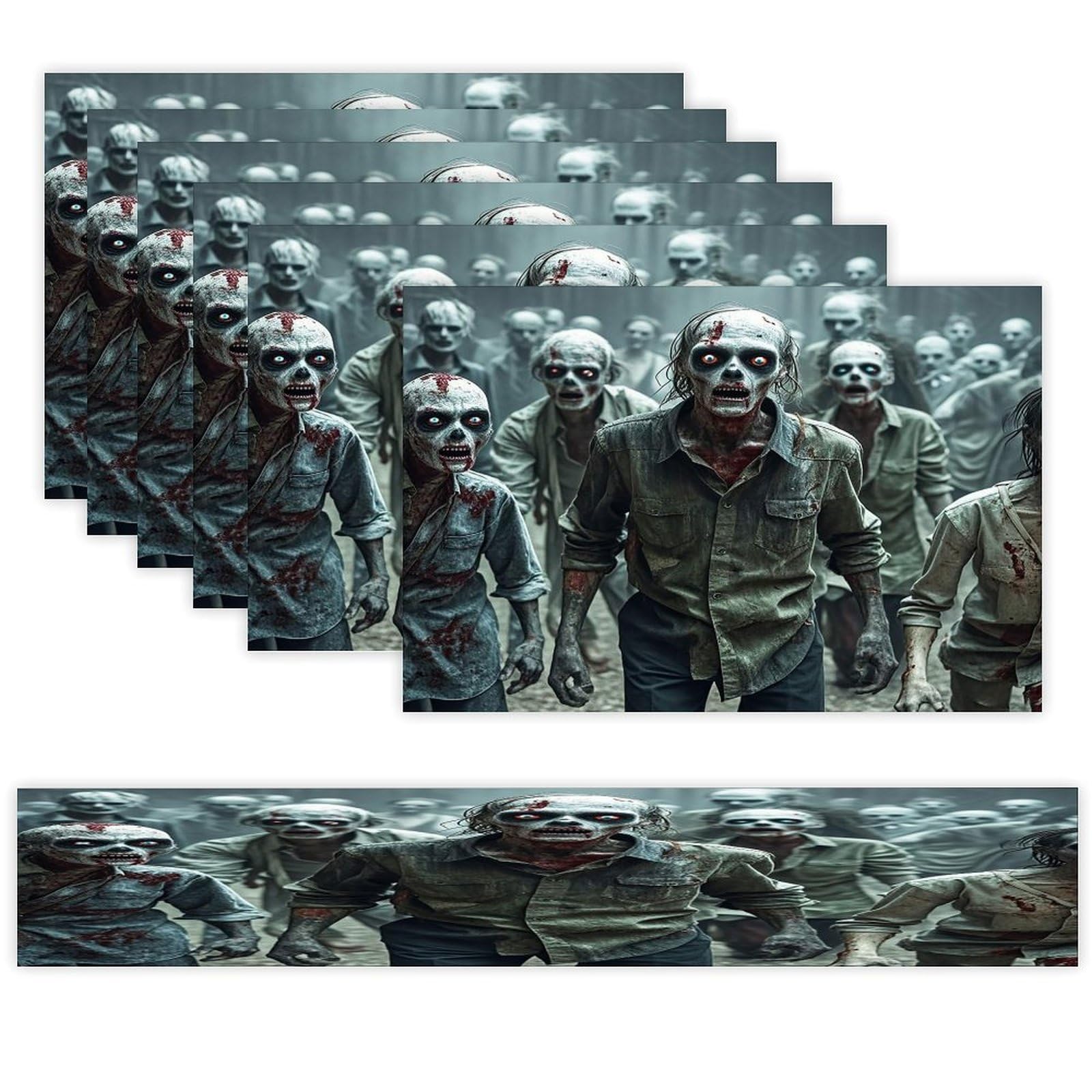 Many Zombie Table Runner and Placemats Set of 6 Heat Resistant Table Runner Place Mats Modern Cloth Table Mat Washable Linen Placemat Festive Reusable Set