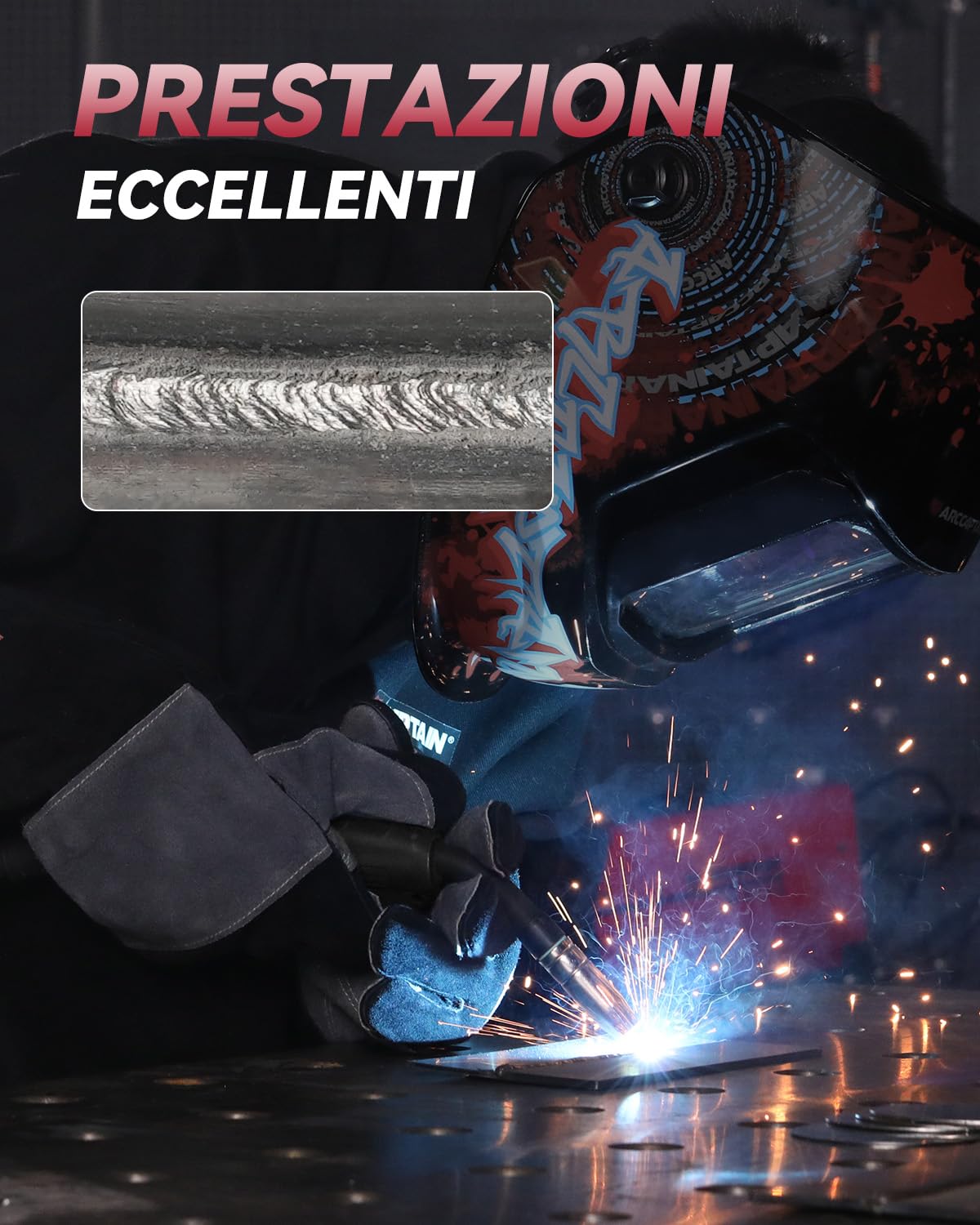 Saldatrice ARCCAPTAIN MIG 130A, 3 in 1 230V, MIG/FLUX Core/Lift TIG/Elettrodo, Saldatrice Portatile Inverter IGBT con Controllo Sinergico e Filo Animato da 0,45KG