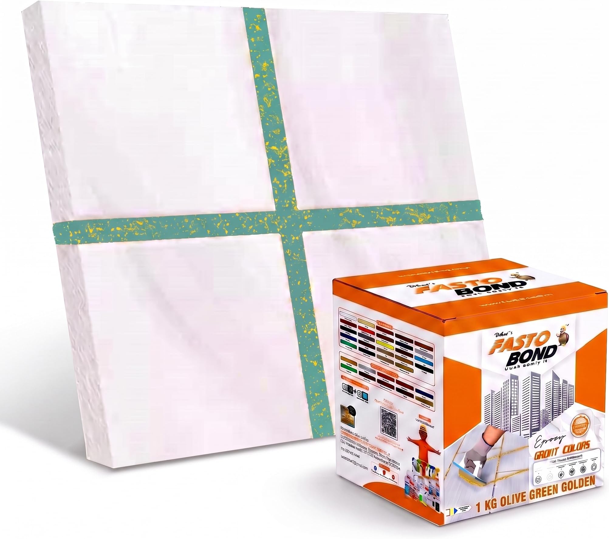 Resin Epoxy Grout - 1 Kg-3 Kg & 5 Kg - Goldan_ Glitter-Sparkle Colors Tile Grout_| 3 Components Only | Premixed Glitter For Uniform Finish (1 Kg, Olive Green Golden), 1 Bucket