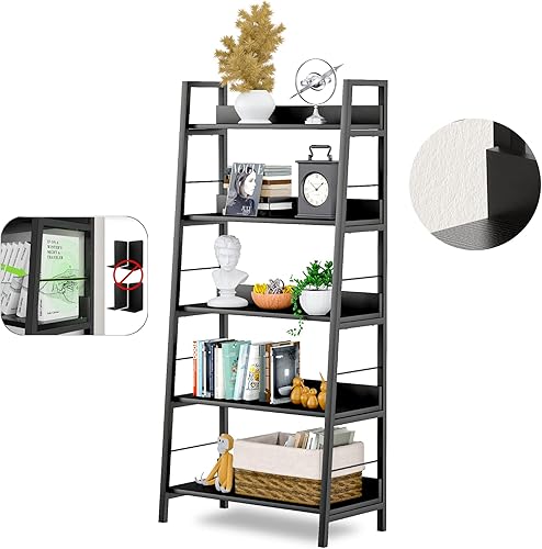 Miniatura 7 de Estantería industrial, estante de escalera grande de 5 niveles, estante de almacenamiento independiente, estantes inclinados para libros, soportes