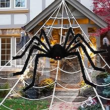 Halloween Spider Decorations,Halloween Decor Set Outdoor 200'' Triangular Spider Web+50'' Giant Fake Spiders,Halloween Spider Decorations for Indoor Outdoor Halloween Decorations Yard Home House Décor