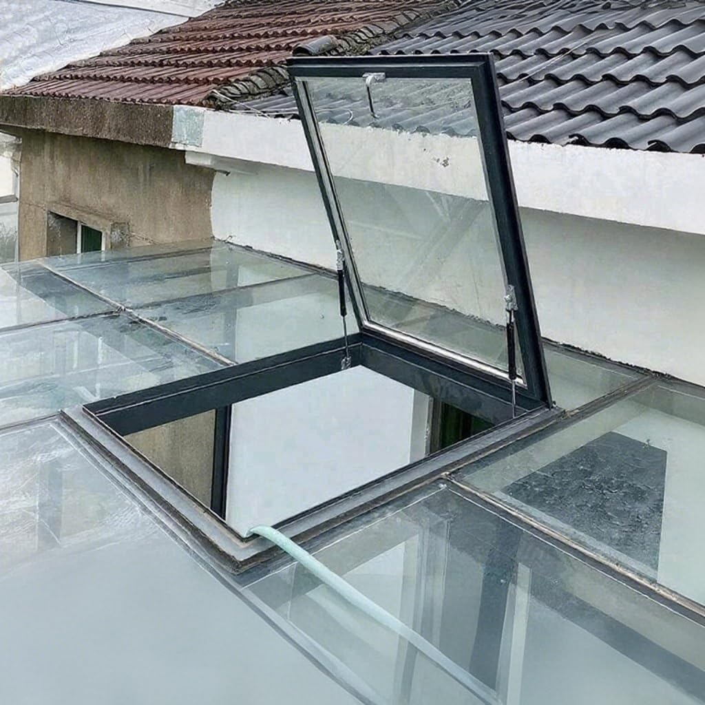 Skylights & Roof Windows,Hand Skylight,Sloped Flat Roof Skylight,Underground Well Lighting Door,Aluminum Alloy Frame+Tempered Glass,Outdoor Attic Entry(LxW58x78cm/22.8x30.7in)