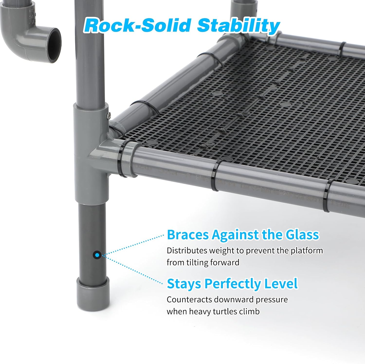 SKARUS Large Turtle Basking Platform for 55-150 Gallon Tanks, Tank-Mounted Aquarium Dock with Dual Hanging Arms (1.2" Rim Gap), Extensible Height & Non-Slip Ramp for Aquatic Reptiles