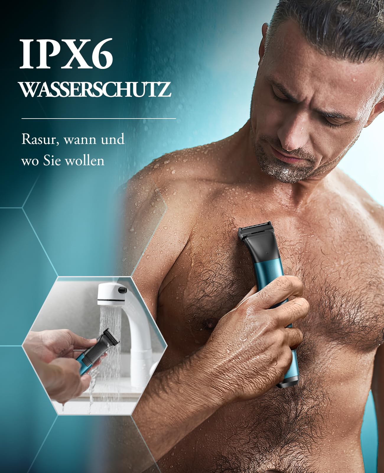 kensen Intimrasierer Mann, Rasierer Herren Intimbereich 2 In 1 Körperrasierer Herren Nass- & Trockenanwendung Intim Rasierer Männer Typ-C Body Groomer Men Aufsteckkämme Brust Achselhöhle Leiste