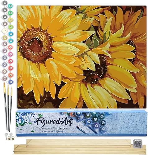 Vista 235 de Figured'Art - Juego de pintura por números, lienzo enrollado sin marco, para manualidades, para adultos, 16 x 20 pulgadas, jarrón de peonías