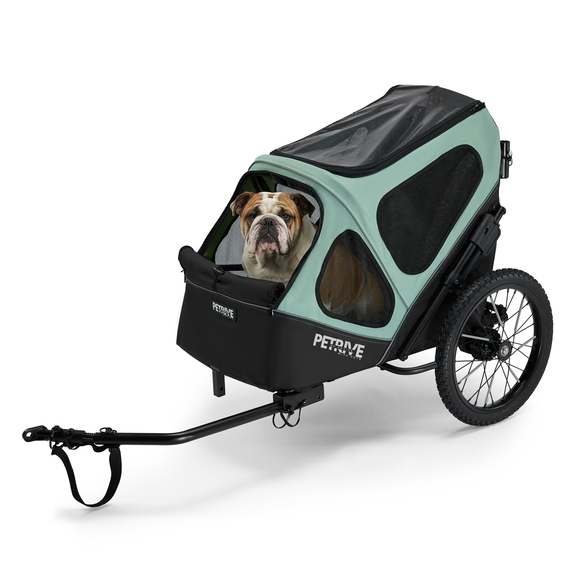 PETRIVE 2-in-1 Fahrradanhänger für Hunde bis 30 kg, Faltbarer Hundetransporter, atmungsaktive Hundebox mit wasserabweisendem Stoff, Regenschutz, für Fahrrad & E-Bike