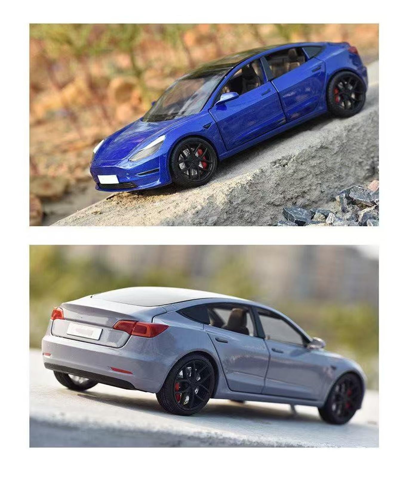 Modellini Auto Modellino Diecast Per Tesla Per Model 3 Modellino Auto | 1:24 Collezione Lega Metallo Veicoli(Grey)