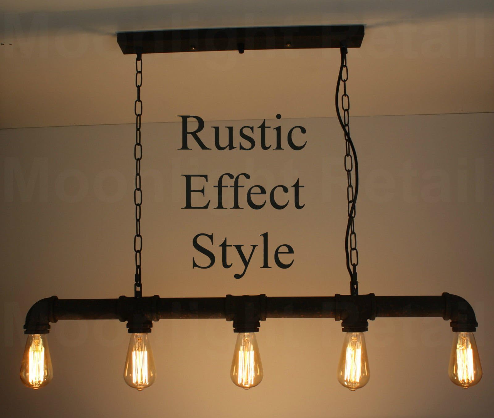 Industrial Steampunk Lighting Iron Pipe Edison Bulb Ceiling Bar Light with Chain - Rustic