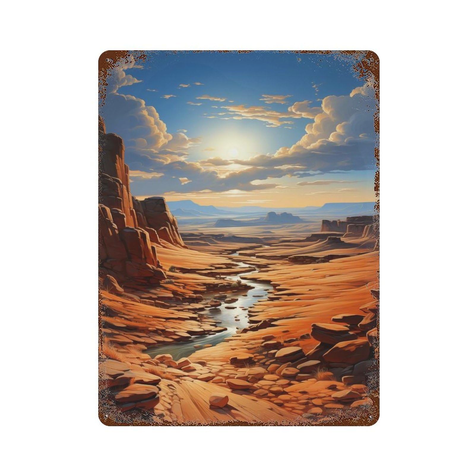 Sweeping Dunes of Dubai Rusty Metal Tin Sign 15.7"x11.8", Ideal for Pub, Kitchen And Man Cave Decor