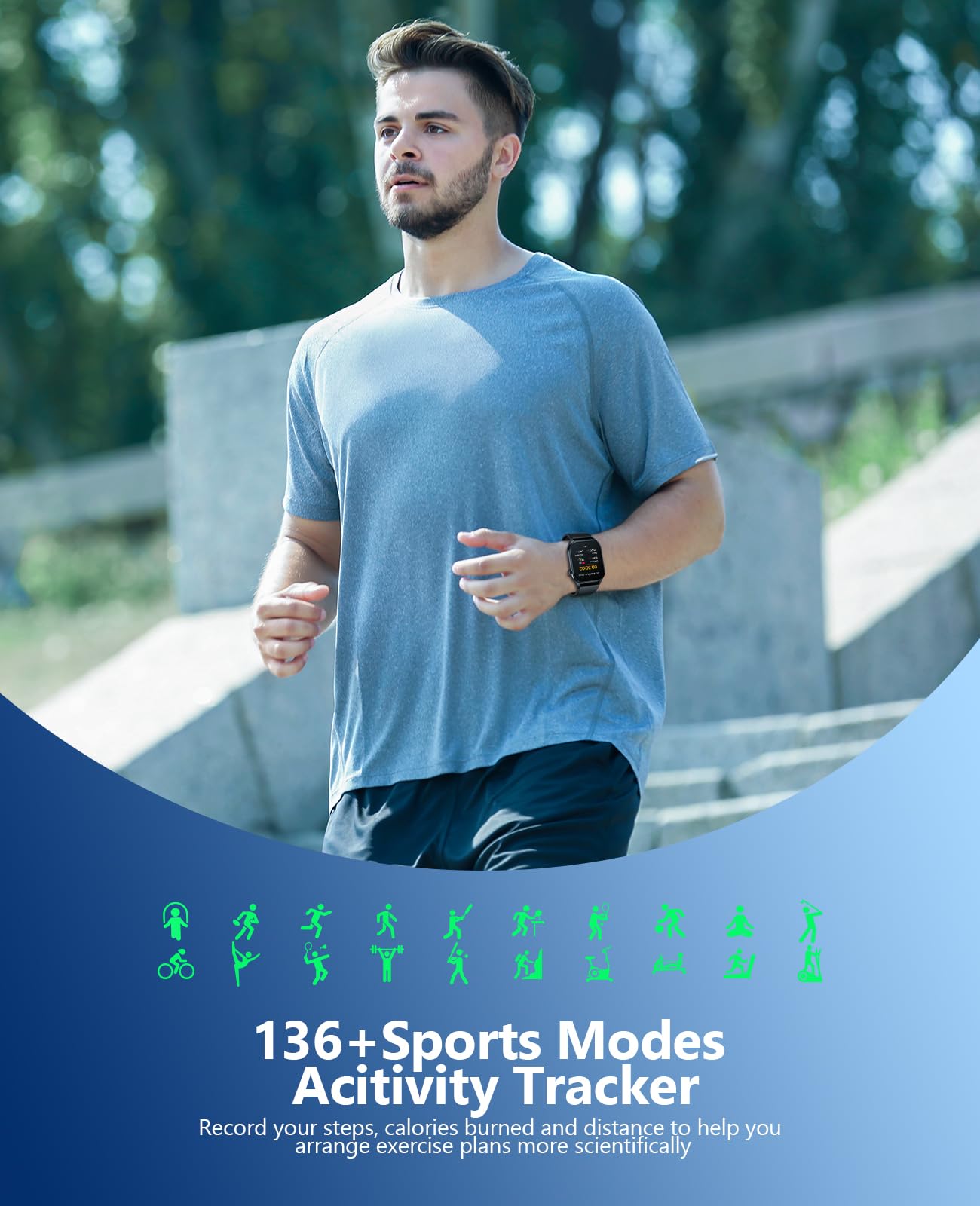 Smartwatch Uomo Donna con Effettua / Risposta Chiamate, 2.04" AMOLED Orologio Smartwatch con Pressione Sanguigna Sonno Cardiofrequenzimetro, 136 Modalità Sportive, IP68 Smart Watch per Android iOS