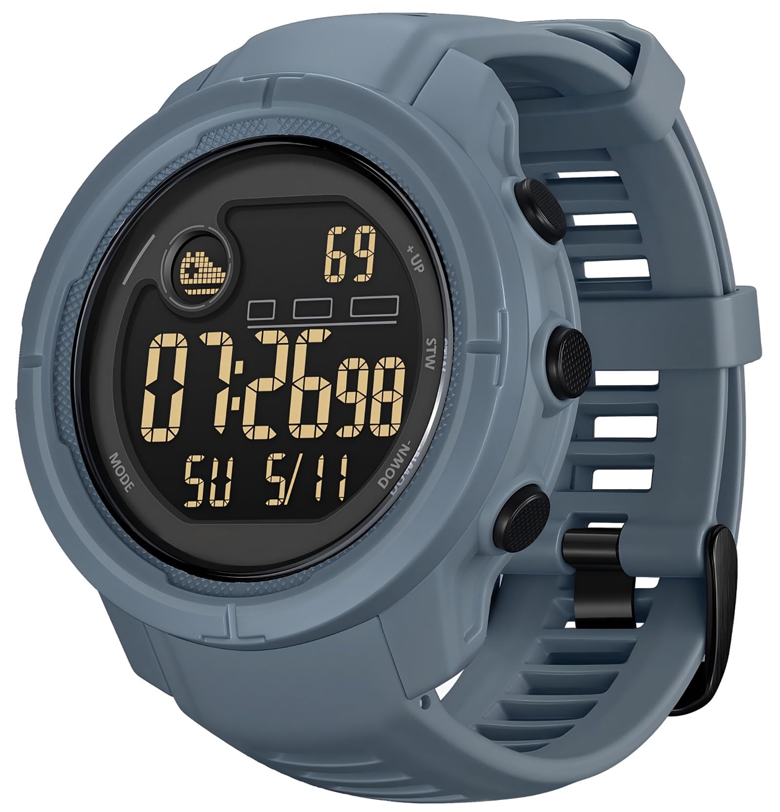 findtime Smartwatch Herren Damen Große Touchdisplay Fitness Tracker mit Schrittzähler Herzfrequenz Schlafmonitor 24/7 IP68 Wasserdicht Sportuhr Fitnessuhr Minimalistische Design Outdoor Blau