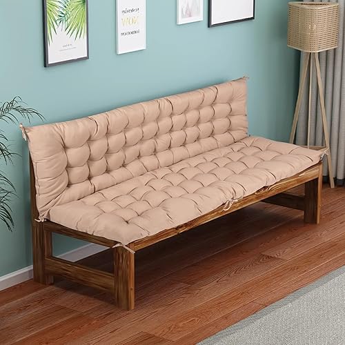 Miniatura 2 de Cojines de repuesto para columpio de 2 a 3 plazas, 60 x 40 pulgadas, resistentes al agua, gruesos, con respaldo y lazos antideslizantes para muebles