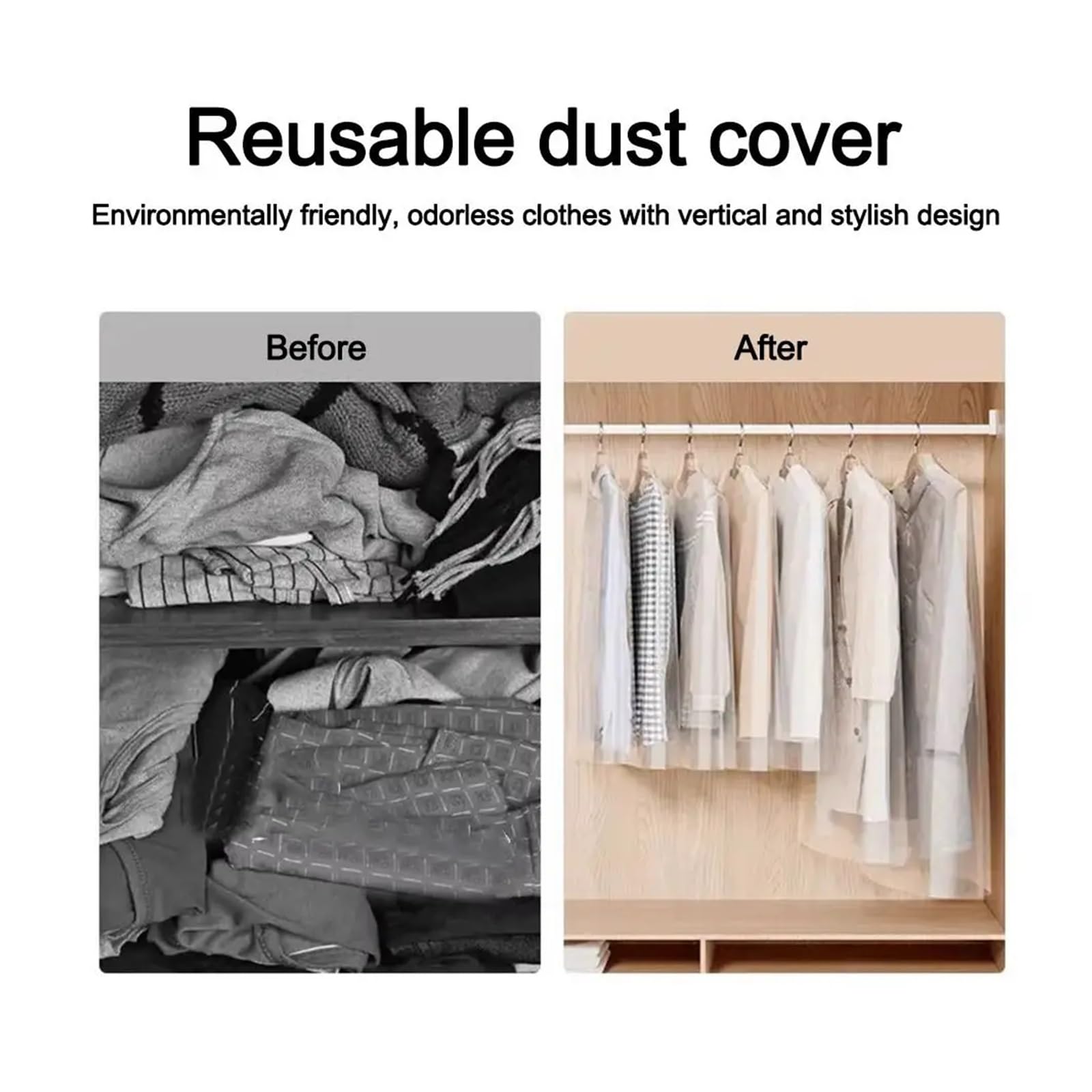 fundas para ropa 10Pcs Thickened Clothing Dust Bag Visible Suit Cover Transparent Household
