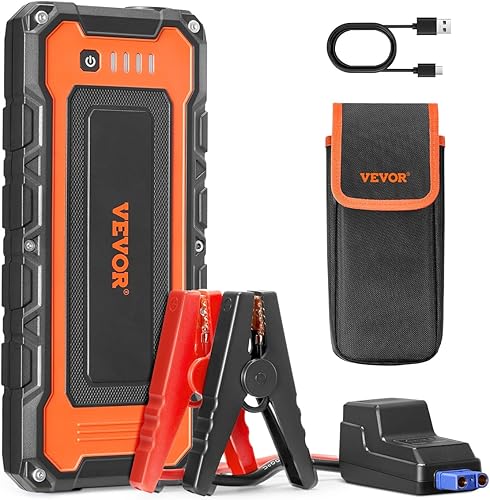 VEVOR Arrancador de salto, pico de 3000 A, batería de arranque de batería, batería portátil con cables de puente de compresor de aire, pantalla LCD,