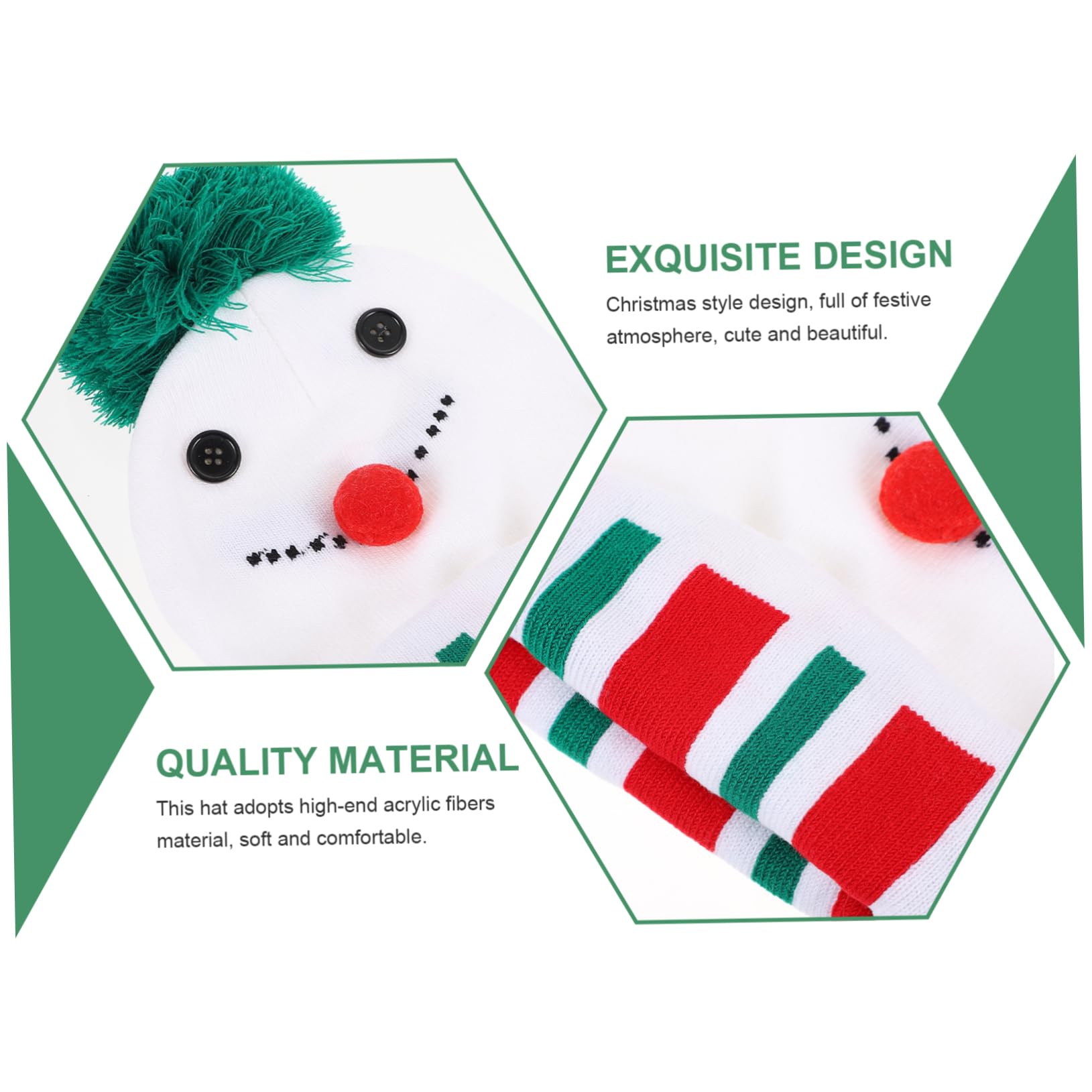 Weihnachtsstrickmütze Plüschmütze Gestrickte Weihnachtsmütze Kleinkind Thermik Kinderhüte Kappe Urlaubsstrickmützen Warme Weihnachtsmützen Hutklammer Junge Weiß Acryl