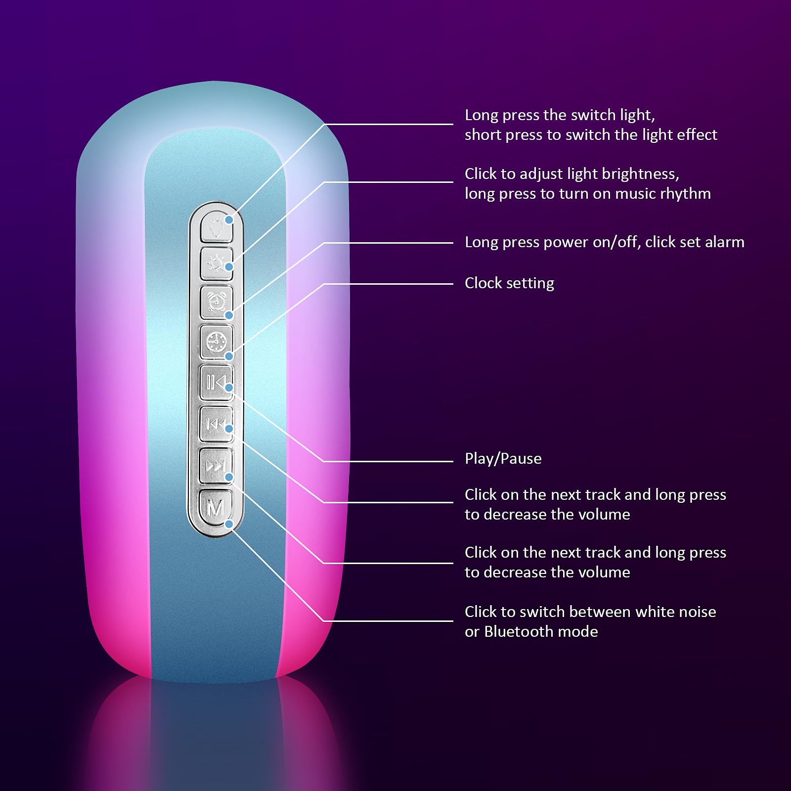 Euakee Wake Up Light, Sveglia Luce LED Intelligente, Lampada da tavolo intelligente, Intelligente Lampada da Comodino con Bluetooth Musica 16 Milioni di Colori Per Adulti & Bambini (Blu)