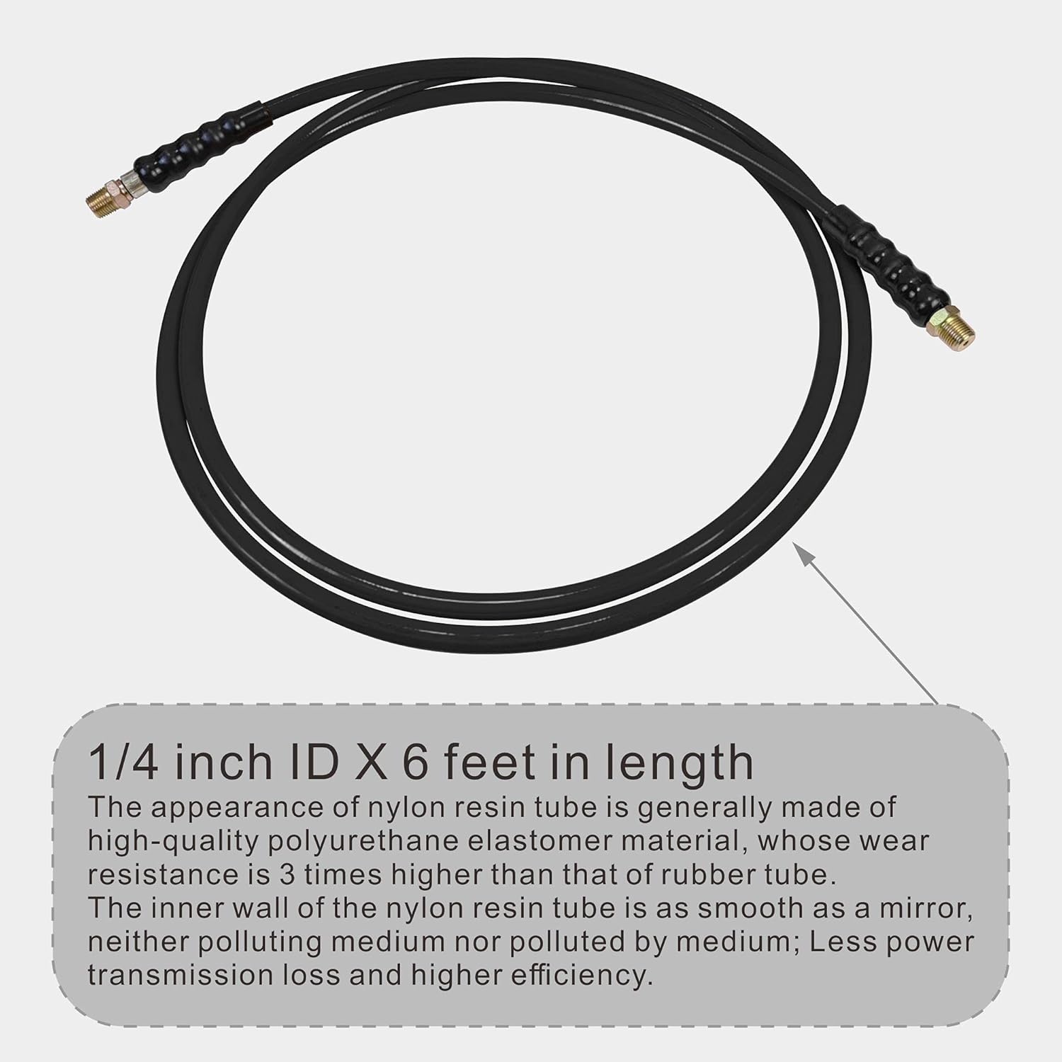 AMZCNC 6' 10000psi High Pressure Hydraulic Hose CH-604 Coupler 3/8" Thread Hydraulic Hose Assembly,1/4" ID x 6 ft (BLACK, 6' 10000 PSI 3/8")