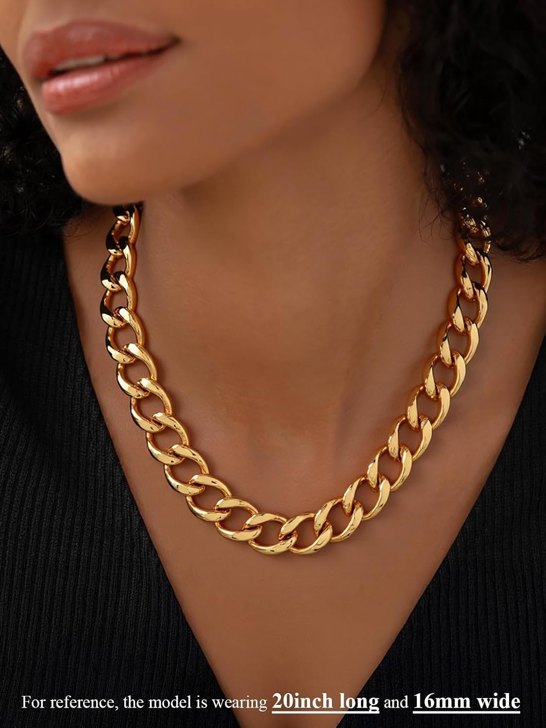 U7 Chunky Cuban Link Chain for Women, Stainless Steel Chain Necklace, Dainty 14K Gold/Silver Thick Trendy Punk Hip Hop Cuban Chain, 12mm/16mm/20mm