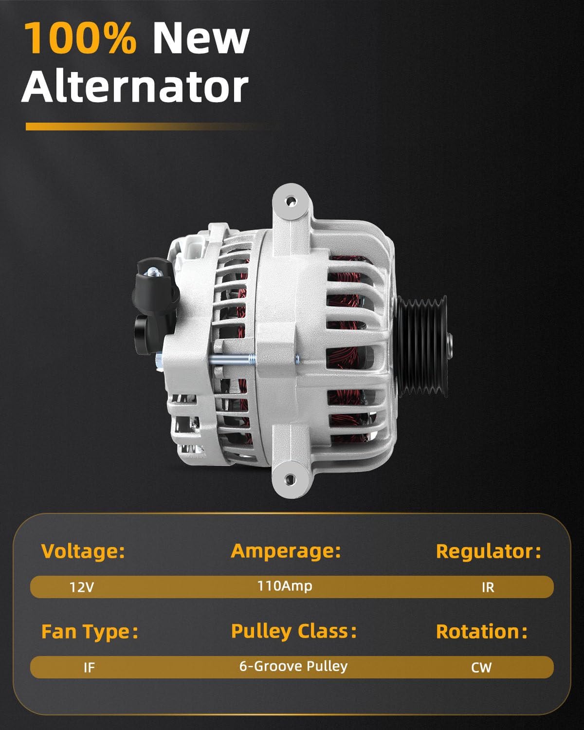 OCPTY Alternators 110A CW Replacement fit for Ford Expedition 05-06,for F-150 04-08,for F-150 Heritage 2004,for Lincoln Mark LT 06-08,for Navigator 05-06 IR/IF Replacement Alternators # 8318 8443
