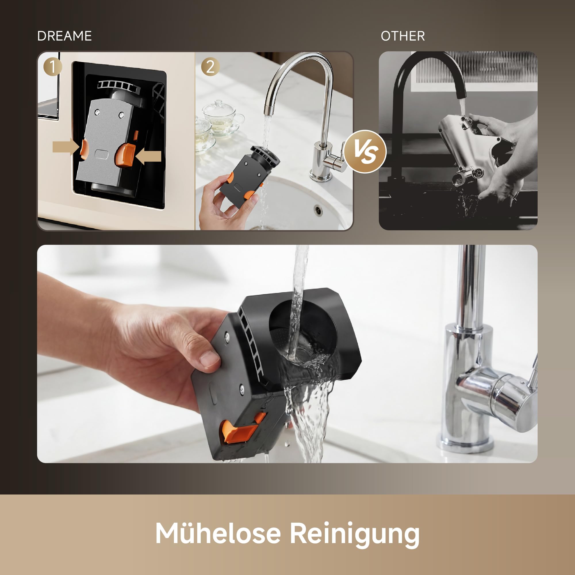 dreame Ecceluxe Slim Espresso-Vollautomat Kompakte Größe, Geschmack der Meisterklasse. Vollautomatische Komplettreinigung. Ein-Tasten-Touchscreen für fünf Kaffeespezialitäten