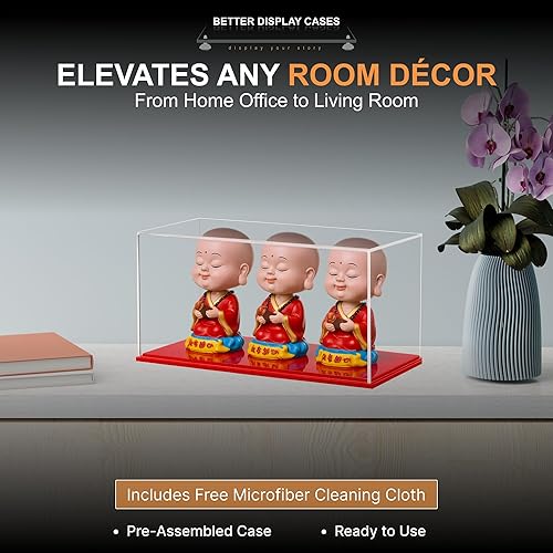 Vista 305 de Better Display Cases Versátil vitrina de acrílico transparente - Caja rectangular grande con base blanca 18" x 12" x 3" (BK09)