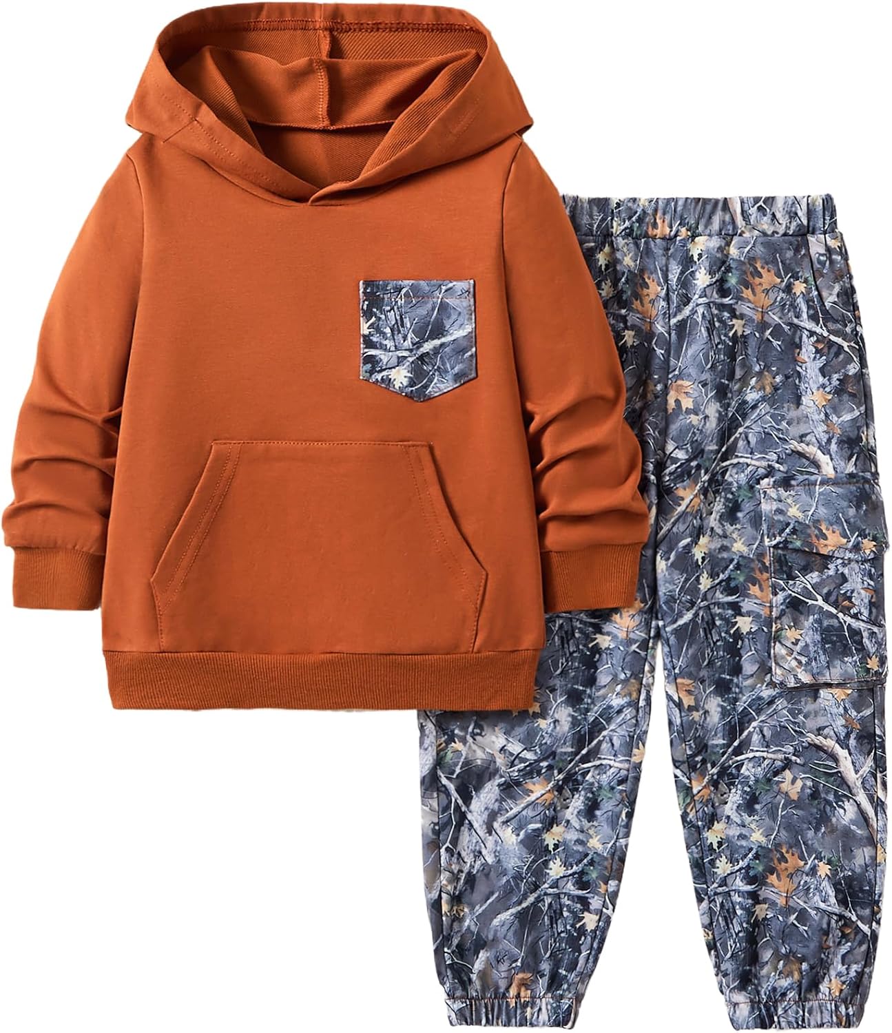 Toddler Boy Clothes Long Sleeve Hoodie Sweatshirt and Camouflage Cargo Pants Set Fall Winter Boys Outfit
