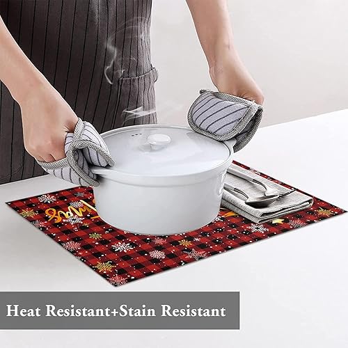 Vista 331 de Juego de 6 manteles individuales rojos para el día de San Valentín, diseño de corazón de San Valentín, resistentes al calor, lavables, manteles