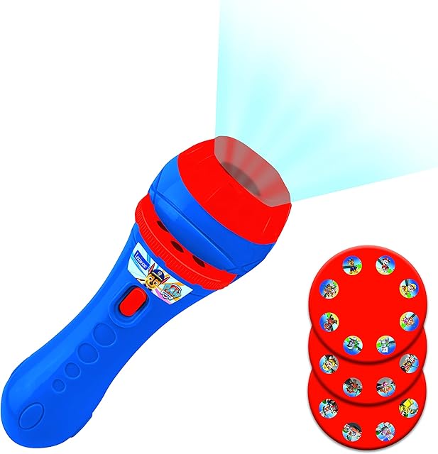 LEXIBOOK LTC050PA, Paw Patrol torch light and projector with 3 discs, 24 images, create your own stories, White