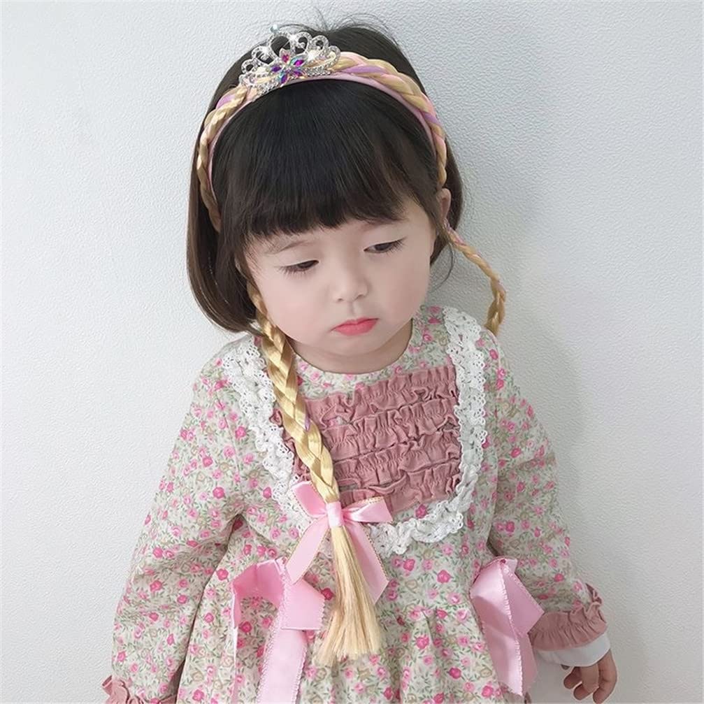 Peluca Con Diadema De Princesa Rapunzel - Trenzas Degradadas Azul Y Blanco Con Copos De Nieve, Accesorio De Cosplay Para Niñas