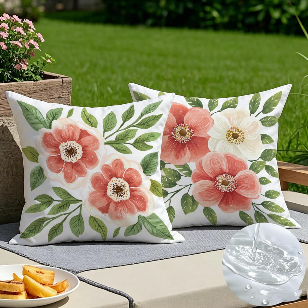 Housse de coussin résistant à l'eau fini les taches sur vos coussins de jardin