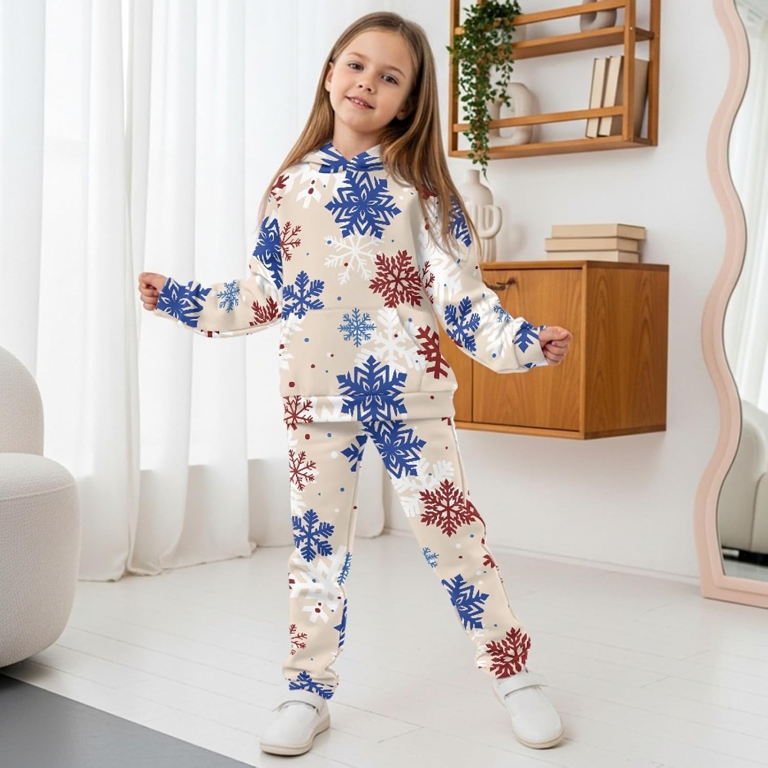 2 Pcs Tracksuit Set for Girls 5-12 Athletic Hoodie and Jogging Sweatpant Long Sleeve Casual Sweatsuit for Kids
