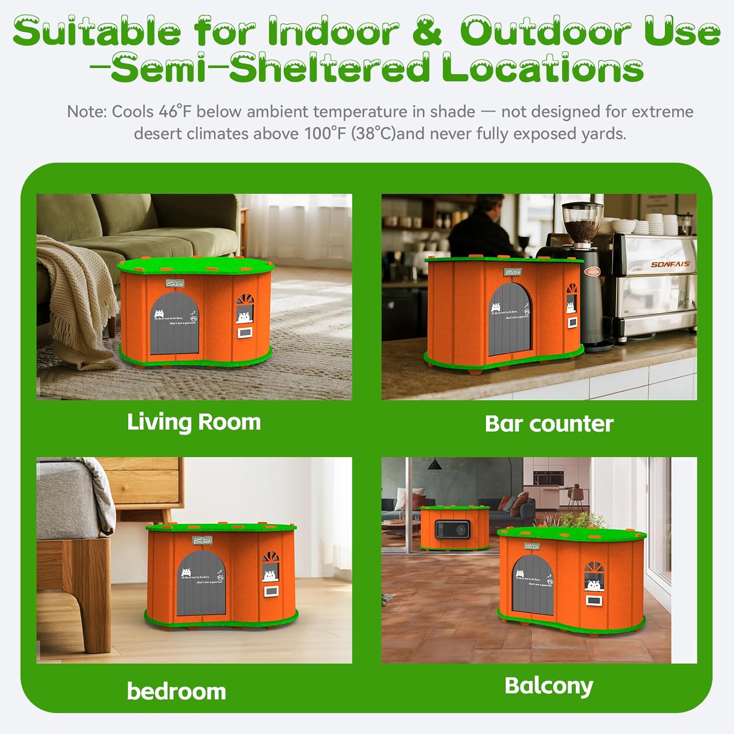 Electric Cooling and Heating Cat House, Air-Conditioned Room for Pet, All-Season Climate Controlled Pet House, Foldable Pet Air-Con House, with Cooling and Heating Function (Orange)