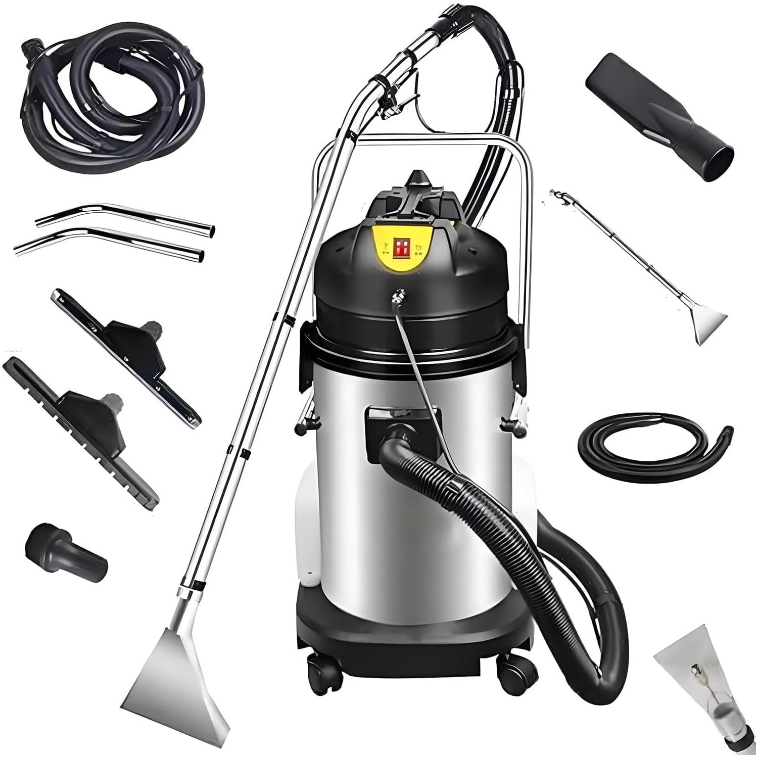 Limpiador de Alfombras Profesional 3 en 1, Inyector Extractor 1034W 20L | Aspiración 230 mbar, Pulverización 87 PSI, Depósito de Agua Limpia 10 L y Accesorios para Alfombras, Sofás y Coches y Más