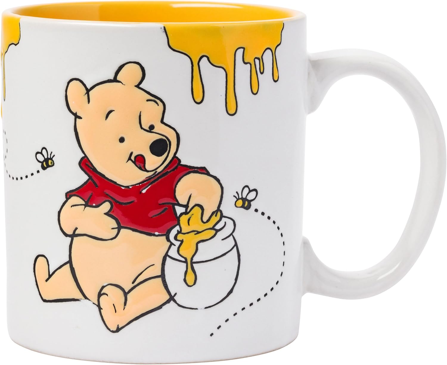 Silver Buffalo Winnie the Pooh Happy Face Bees Wax Resist Ceramic Mug, 20 Ounces