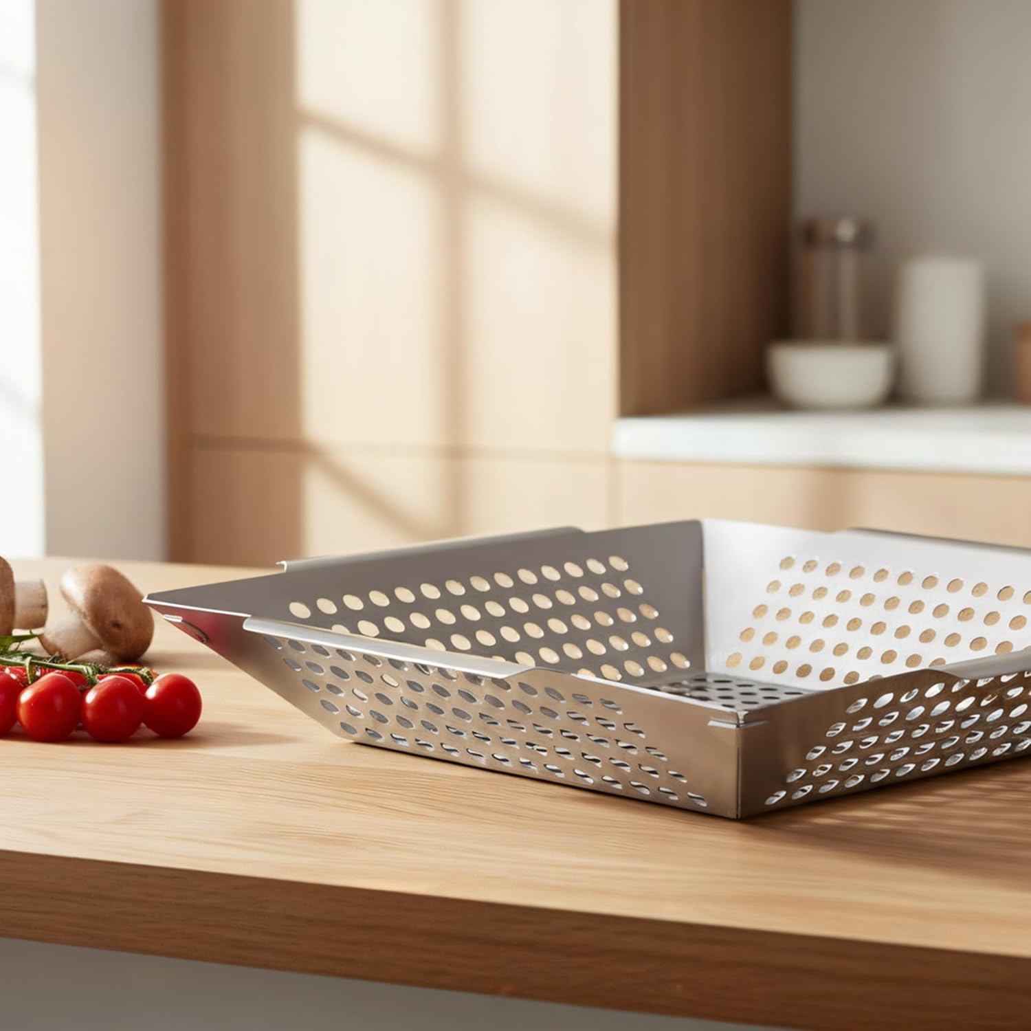 Vegetable Grill Basket for Outdoor Grill - Extra Large, Heavy-Duty Stainless Steel Veggie Grilling Basket with Handles (3Pack)