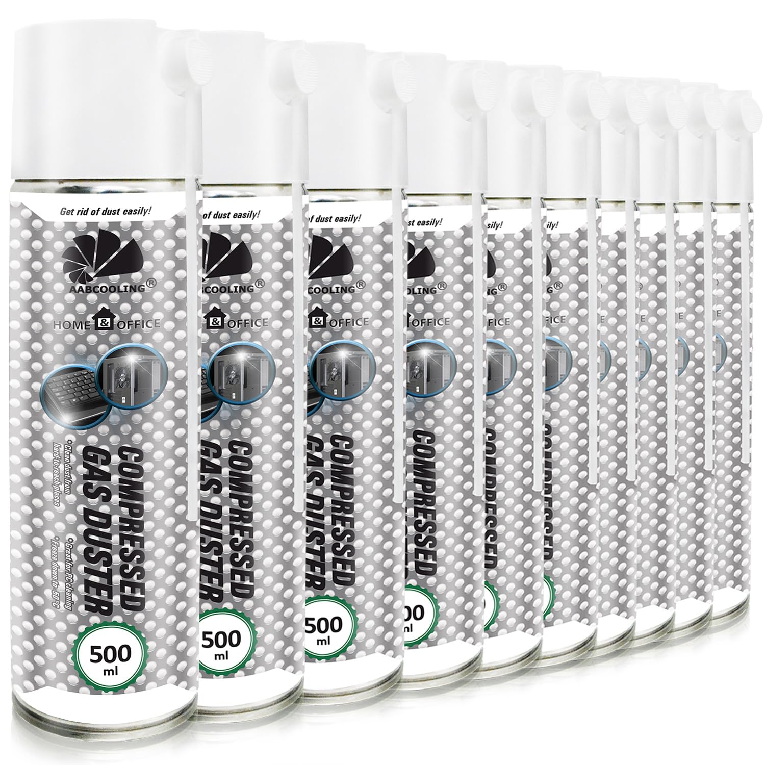 AABCOOLING 10 x 500ml Home&Office Druckluftspray für Tastatur, Laptop, Kopierer, Bildschirme, Bürogeräte, Computer und Konsolen Reinigung