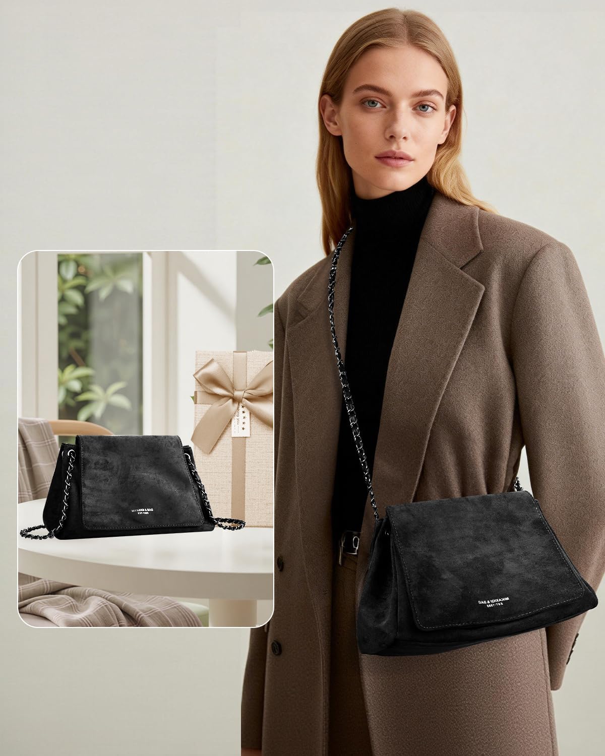 Slouchy Suede Shoulder Bag for Women, Trendy Soft Faux Suede Ruched Designer Crossbody Handbag Underarm Purses | Soft Suede Leather, unique strap, Ruched design, 3 carrying ways, Spacious capacity