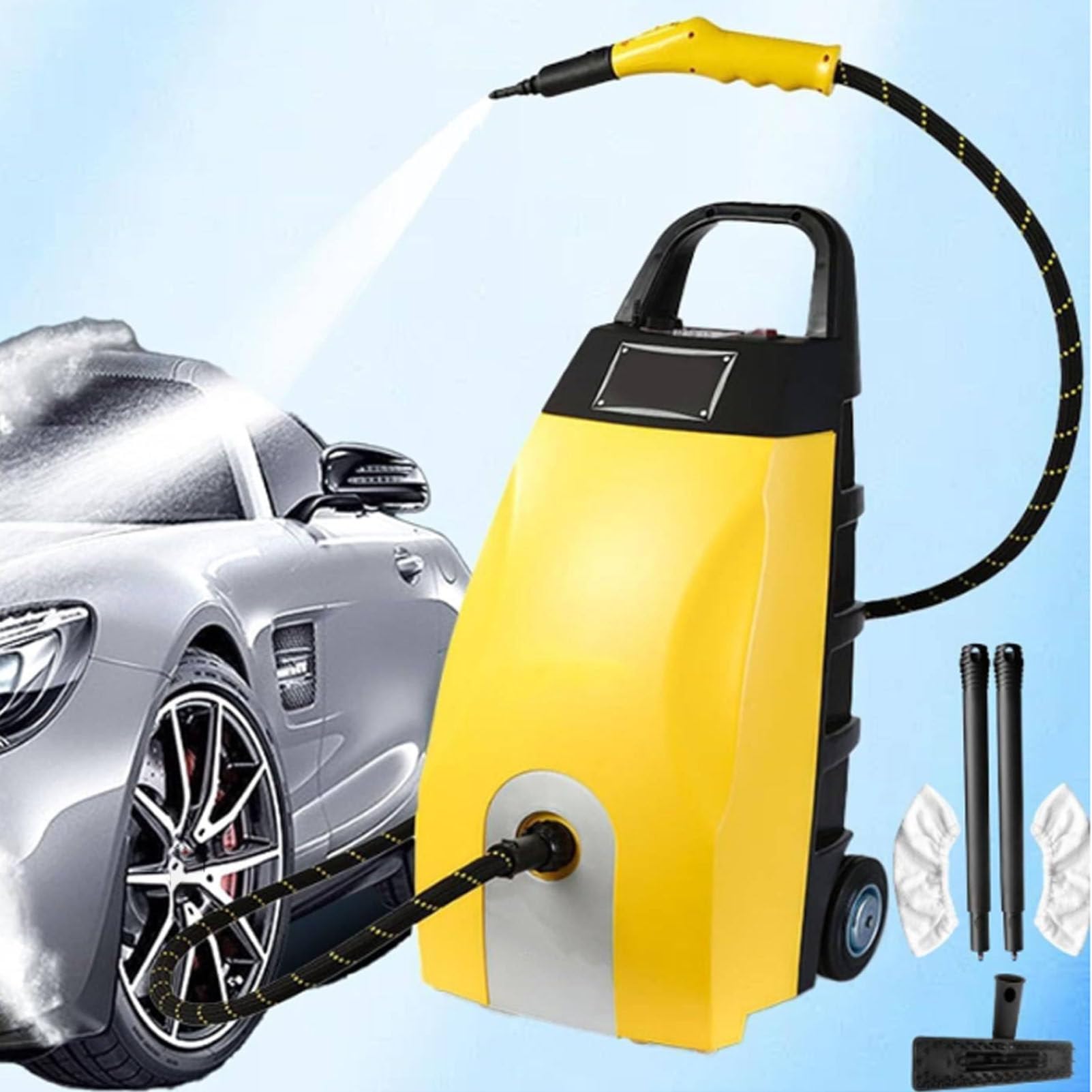 Hydravex Commercial Steam Cleaner, 3.5L Tank, 230°F High Temp Steam, 3000W High Pressure Steam Washer Jet Washer for Auto Detailing & Kitchen Cleaning, for Grime, Grease Removal Yellow