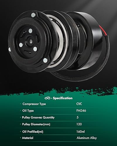 Miniatura 734 de SCITOO Compresor de CA para Acura TSX 2.4L 2004 2005 2006 2007 2008, CO 10849T Compresor de aire acondicionado con embrague 38810RBBA01 10360661