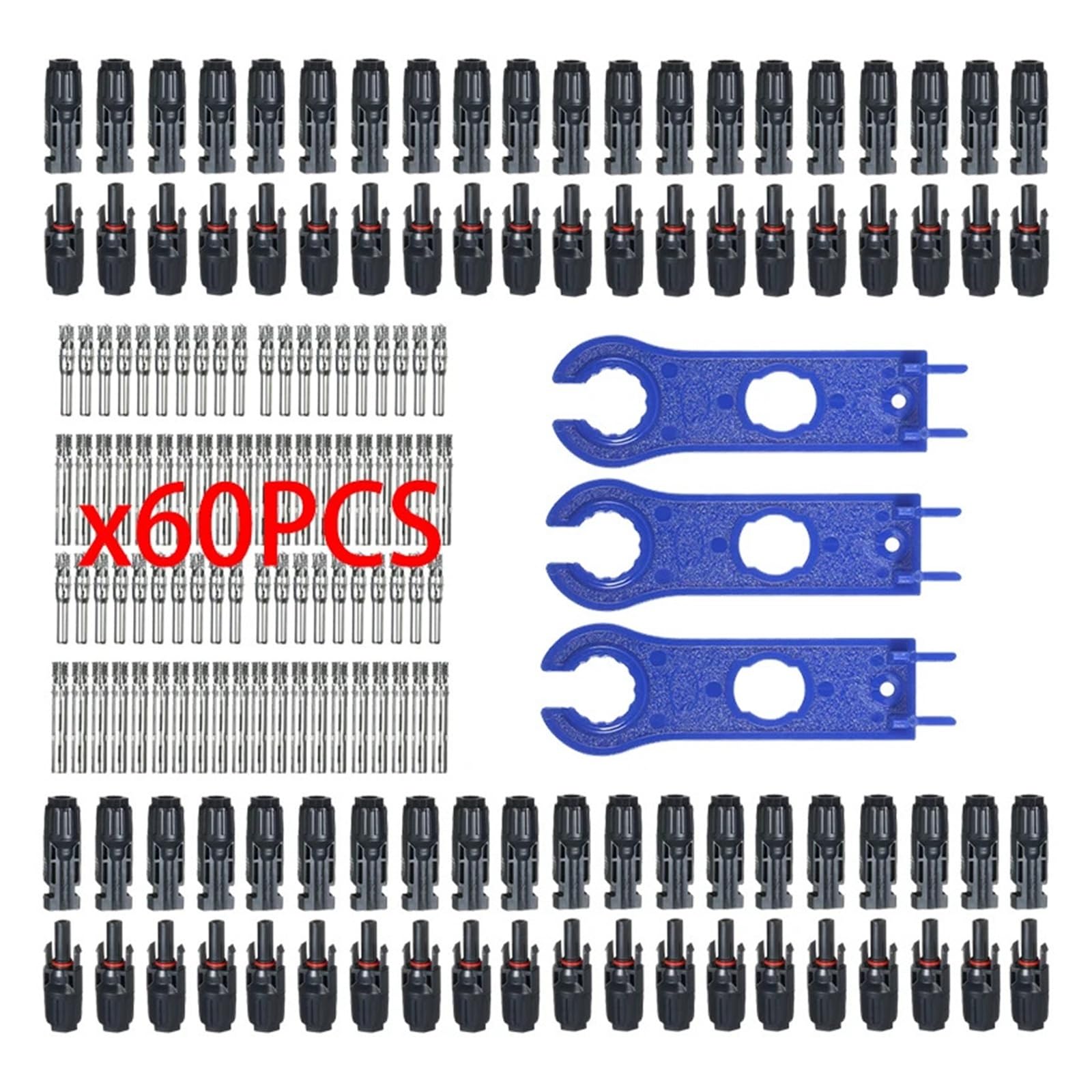 solar stecker 200/100/40/20/10 Pcs DC Solar Connector 1000V30A Panel Stecker Anschlüsse Kit for PV/MC Kabel 2.5/4/6mm2(60pcs(30pairs))