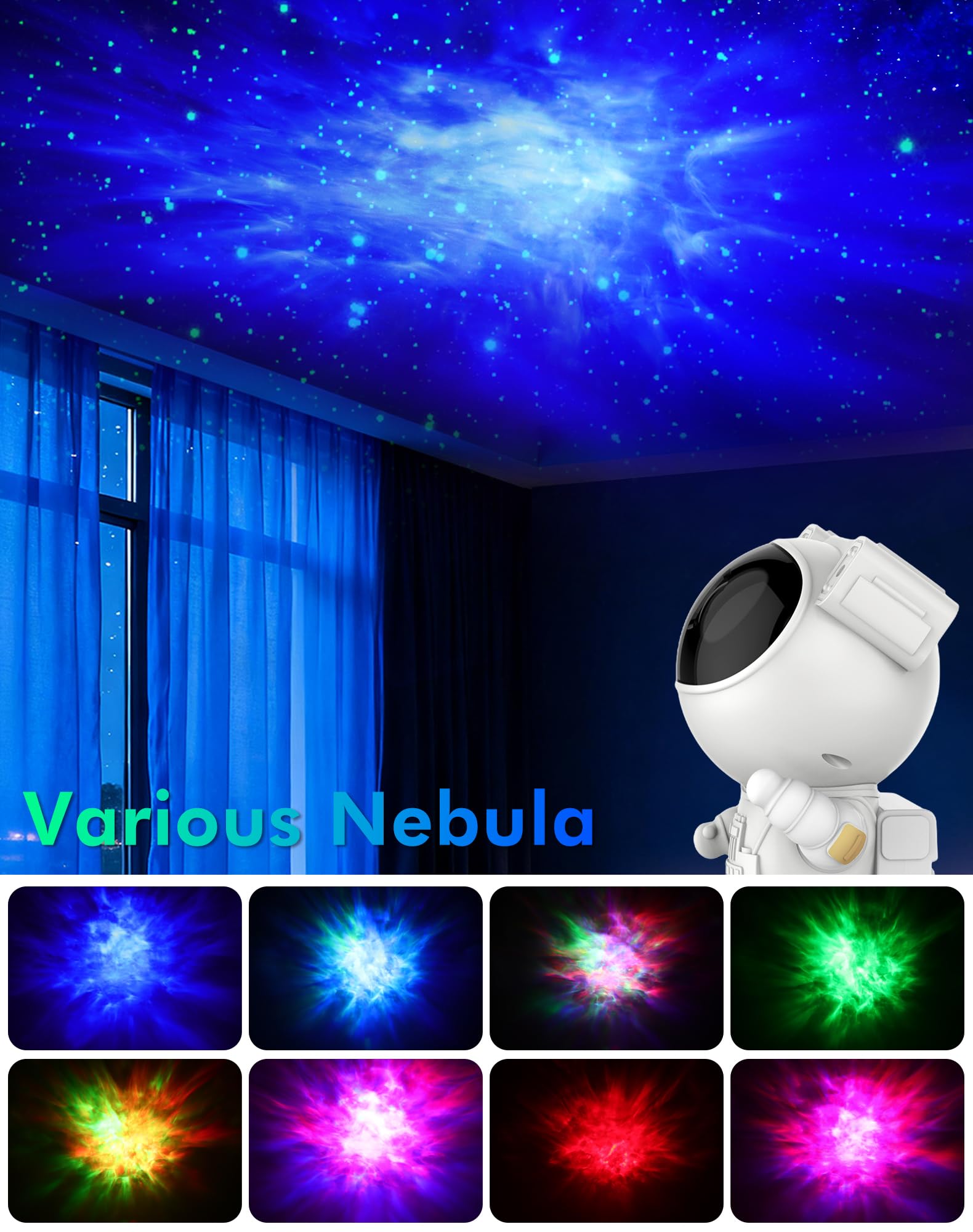 Proiettore Stelle Soffitto, Proiettore Galaxy Astronauta Luce Notturna Cielo Stellato con Nebulosa,Timer e Telecomando,Lampada Stellata per Camera da Letto,Regalo per Bambini