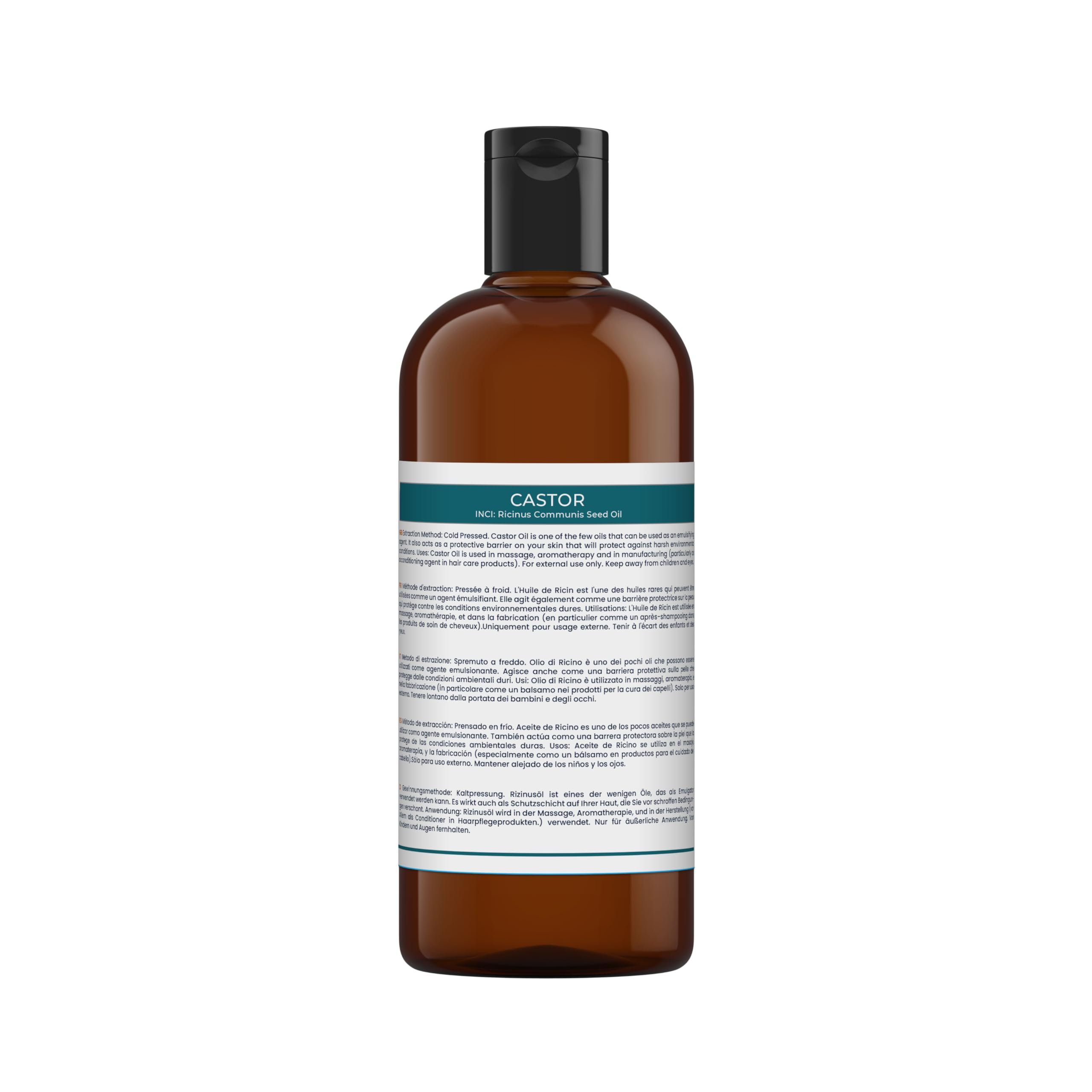 Mystic Moments Olejek rycynowy 500 ml - czysty i naturalny olejek idealny do włosów, twarzy, paznokci, aromaterapii, masażu i rozcieńczania oleju, wegański bez GMO