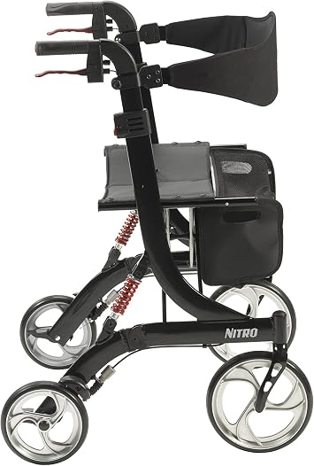 Drive Medical 10266HD-BK Nitro Heavy Duty Foldable Rollator Walker with Seat, Black