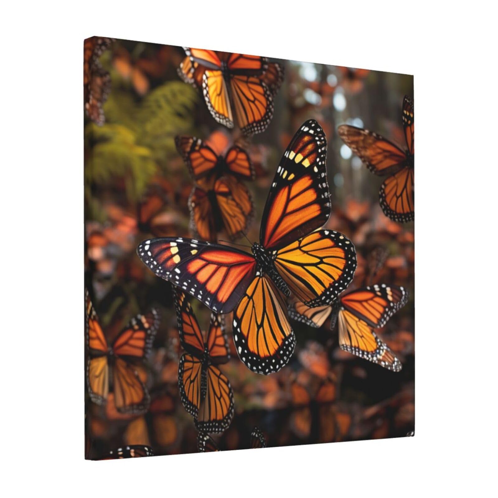 KLOPH Monarch butterflies Canvas Wall Art for Living Room 12"x12" Modern Artwork Painting for Bathroom Hanging Canvas Prints Aesthetic Wallart for Bedroom Kitchen Office Wall Decor